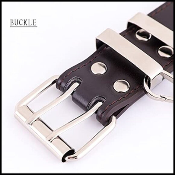 PU Leather Double Grommet Punk Studded Belt for Jeans main image 6